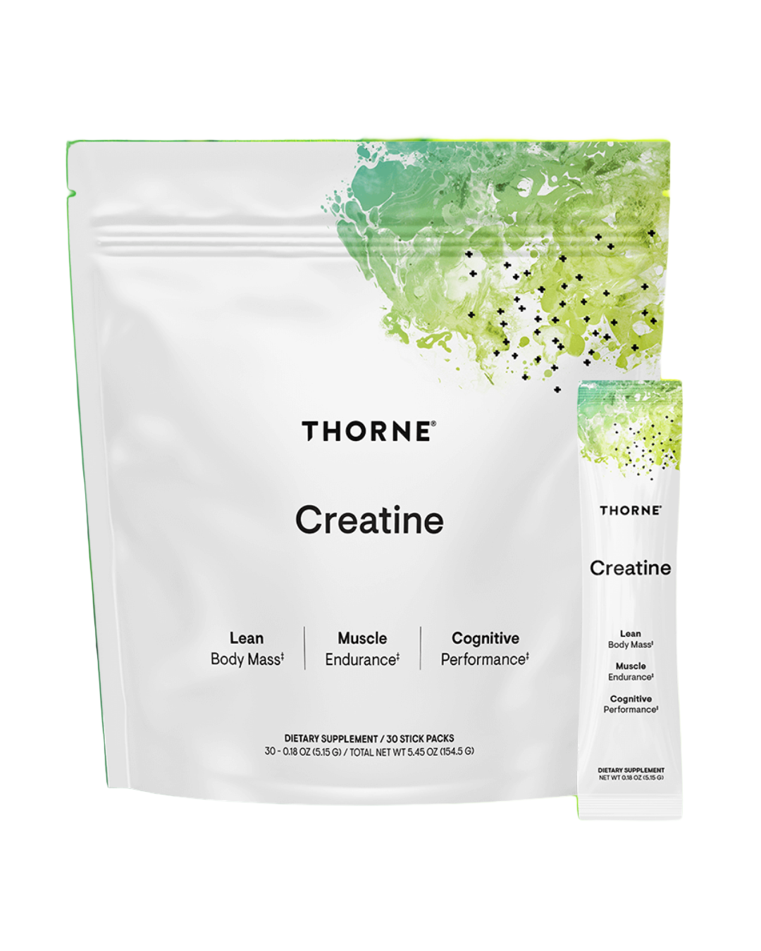 Thorne creatine travel sticks on white background
