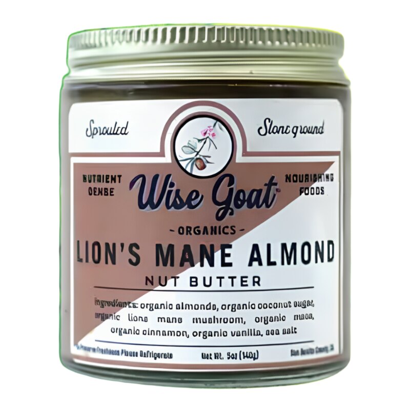 Lions Mane Sugar Free Almond butter - white background